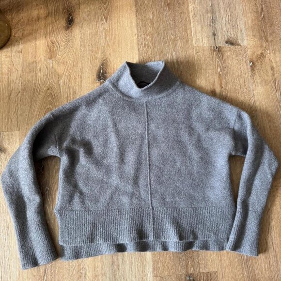 All Saints Gray Merino Wool Cropped Turtle Neck Sweater Size S - Picture 1 of 4
